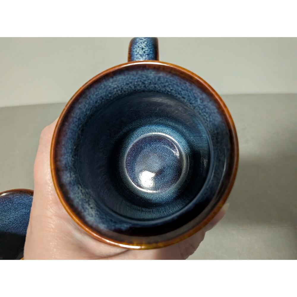 Ocean Waves by West Elm Blue & Brown Coffee Mugs Set Of 2 Discontinued - Picture 6 of 10